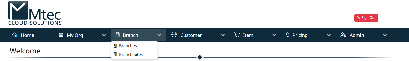 Navigation bar with drop down